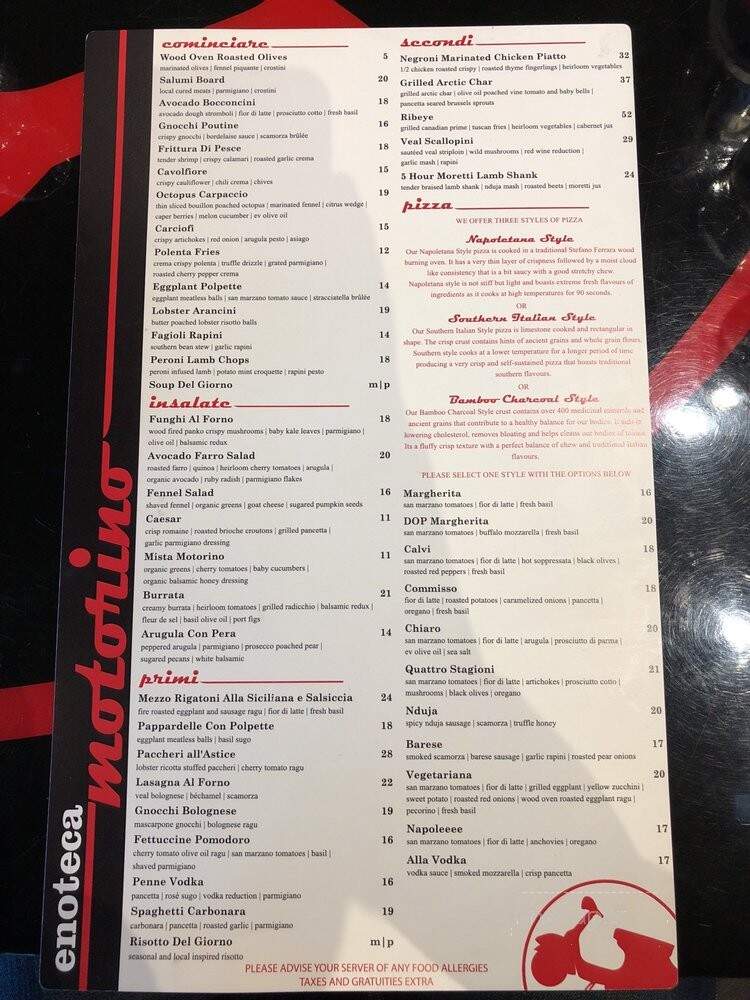 Motorino - King City, ON menu_pic