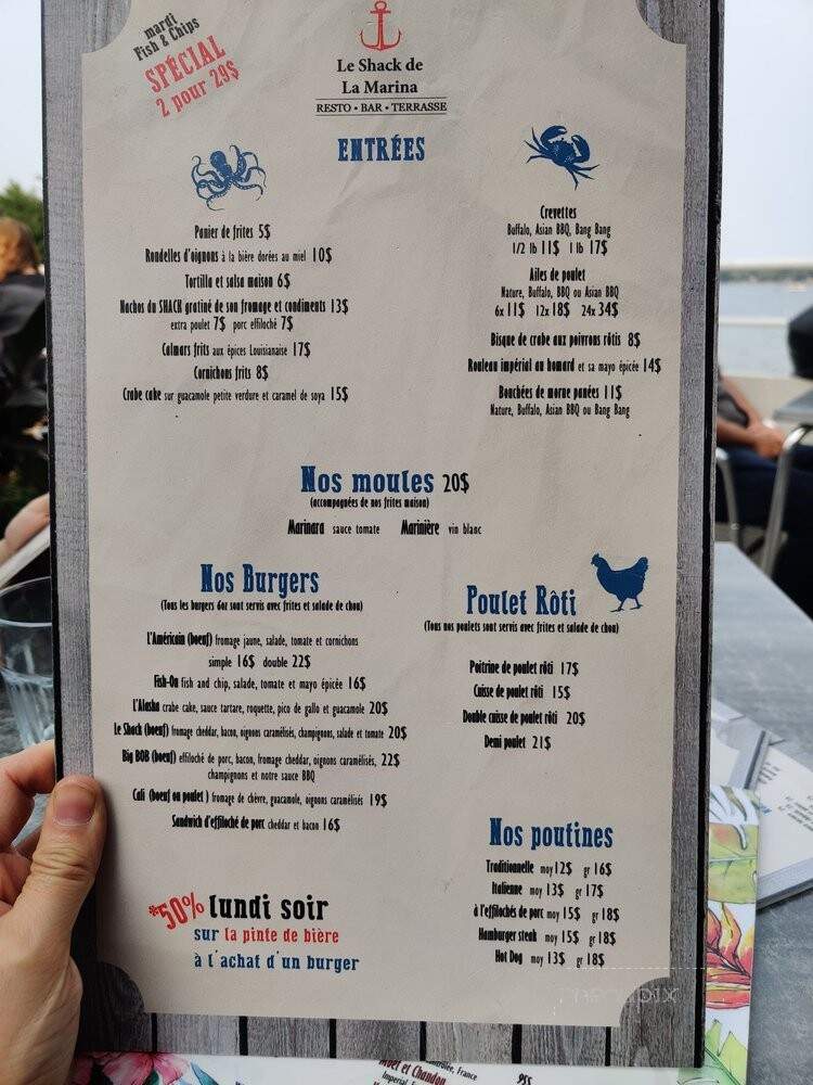 Le Shack de la Marina - Venise-en-Quebec, QC menu_pic