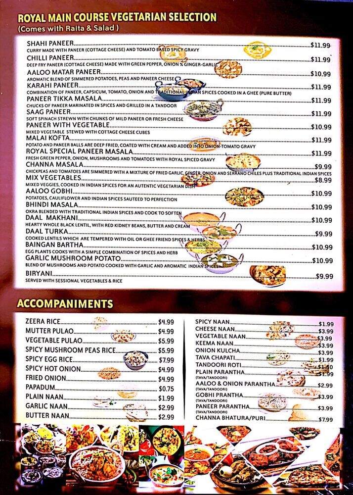 Royal Indian Buffet & Sweets - Cambridge, ON menu_pic