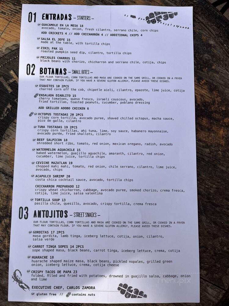 El Catrin Destileria - Toronto, ON menu_pic