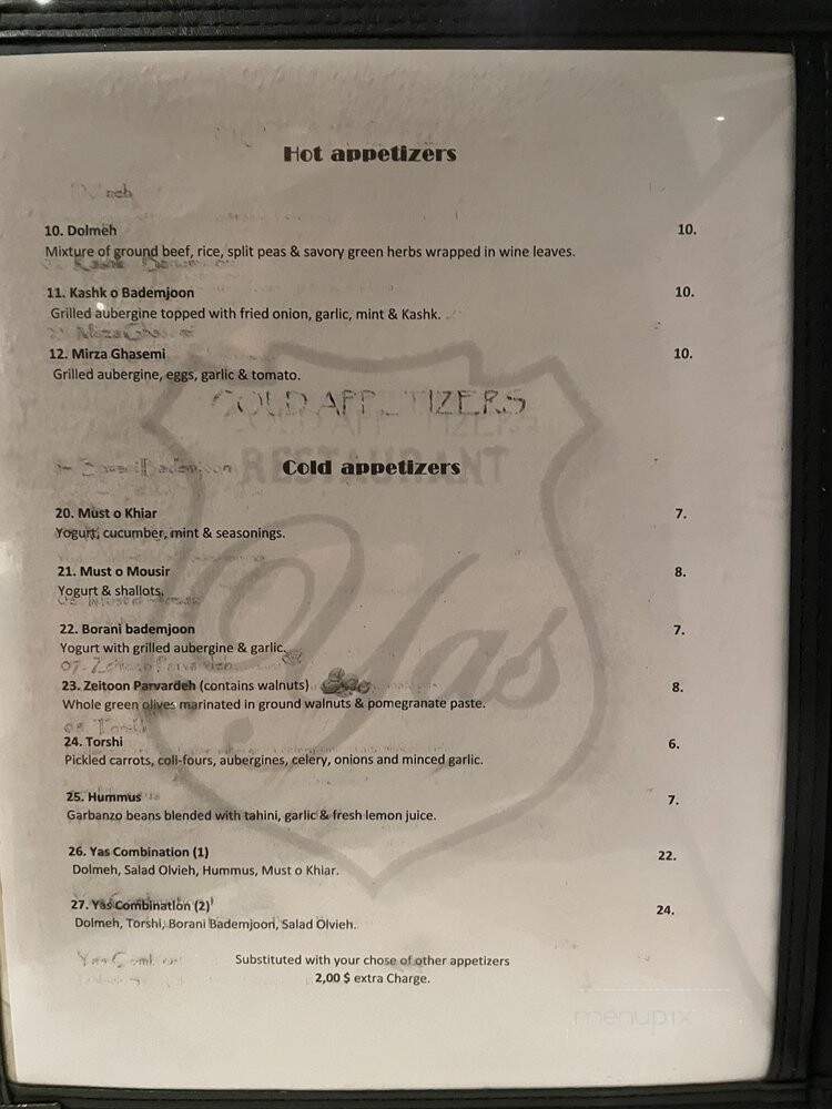 Restaurant Yas - Montreal, QC menu_pic