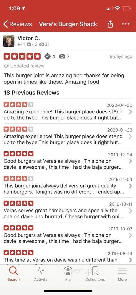 Vera's Burger Shack - Surrey, BC menu_pic
