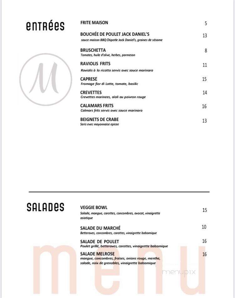 Melrose - Montreal, QC menu_pic