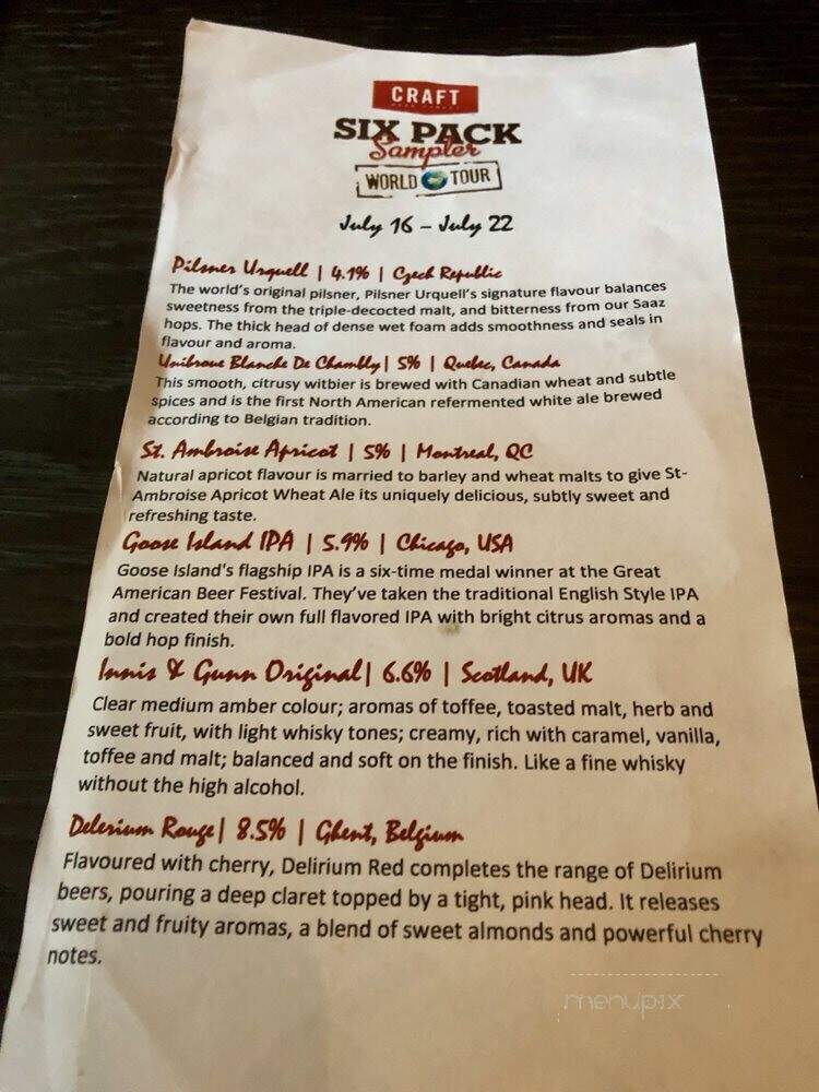 Craft Beer Market - Toronto, ON menu_pic