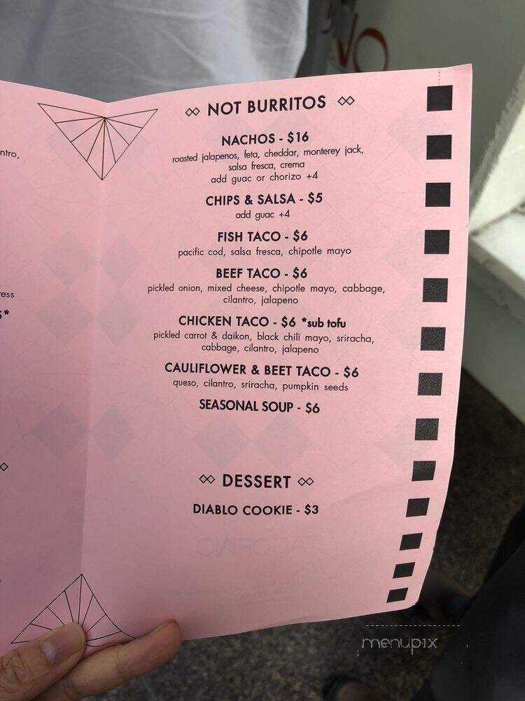Tacofino Oasis - Vancouver, BC menu_pic