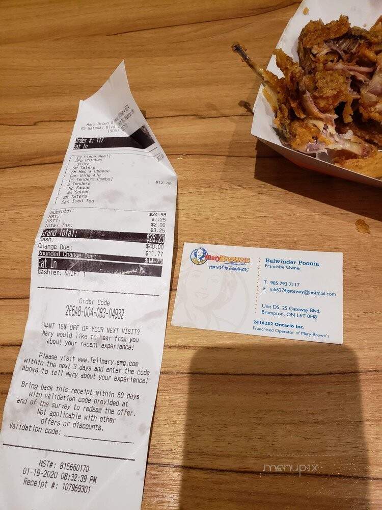 Mary Browns Famous Chicken & Taters - Brampton, ON menu_pic