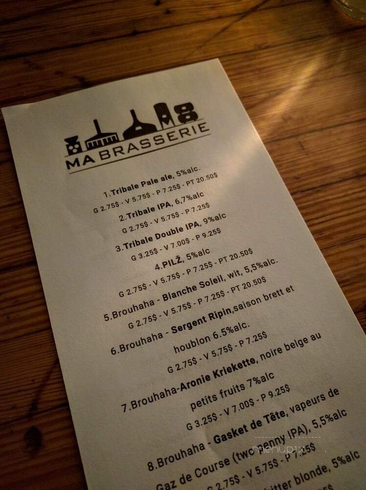 Ma Brasserie - Montreal, QC menu_pic
