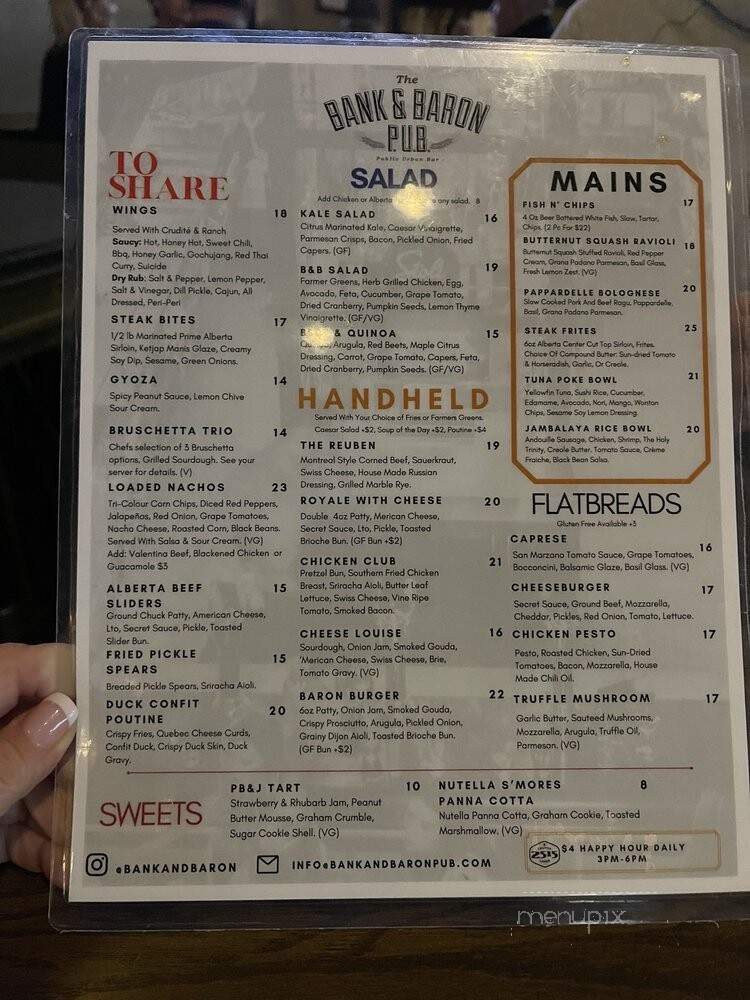 The Bank & Baron Pub - Calgary, AB menu_pic