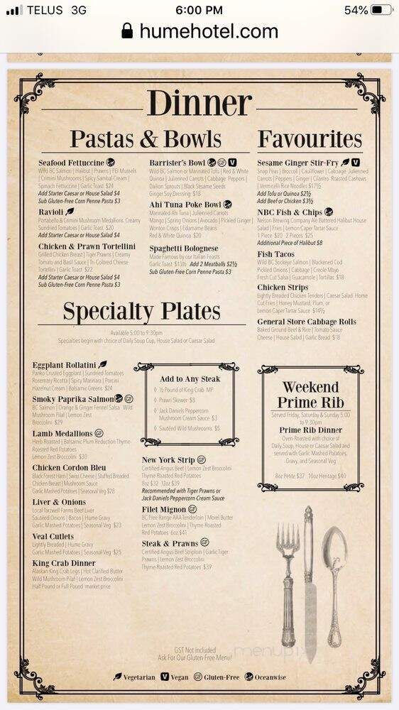 Library Lounge - Nelson, BC menu_pic