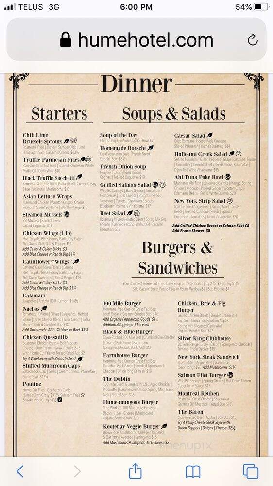 Library Lounge - Nelson, BC menu_pic