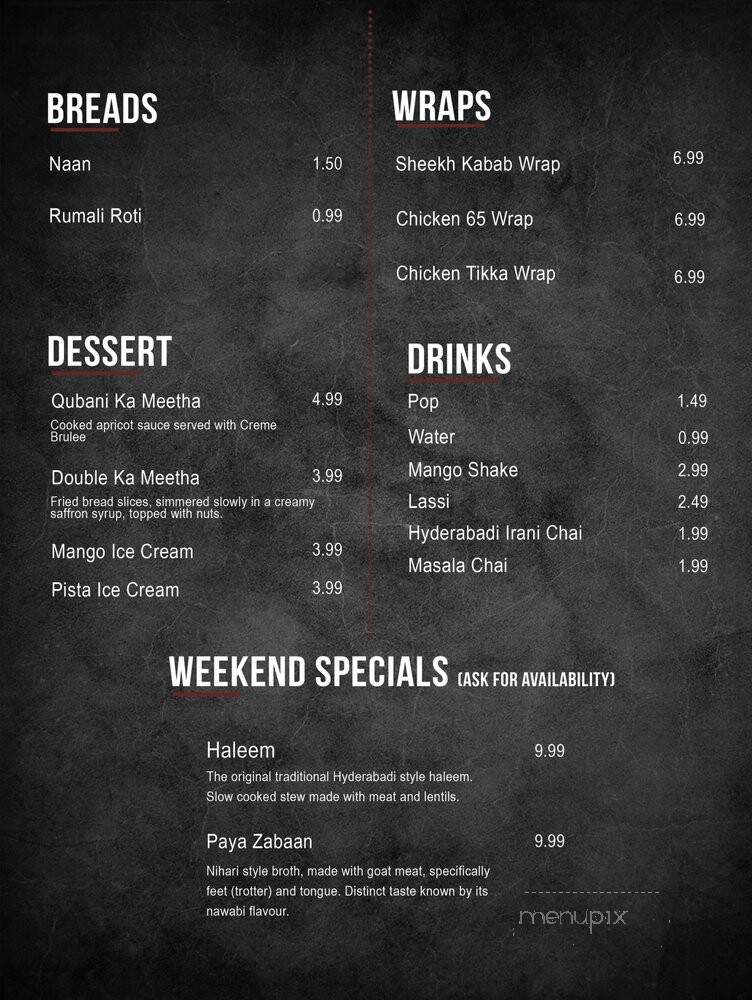 Baigs Grill - Brampton, ON menu_pic