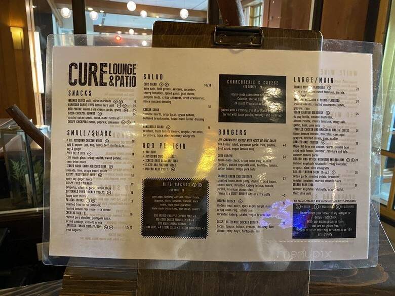 Cure Lounge and Patio - Whistler, BC menu_pic