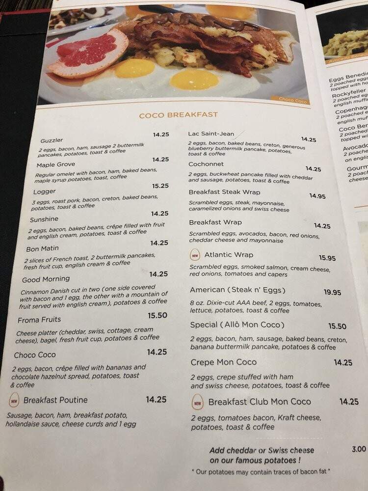 Allo ! Mon Coco - Montreal, QC menu_pic