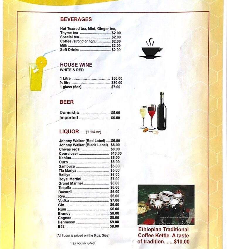 Lucy Ethiopian Kitchen - Toronto, ON menu_pic