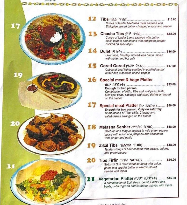 Lucy Ethiopian Kitchen - Toronto, ON menu_pic