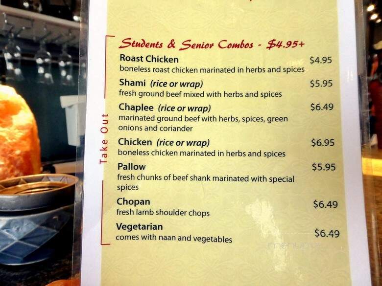 Afghan Chopan Bakery & Diner - Richmond, BC menu_pic