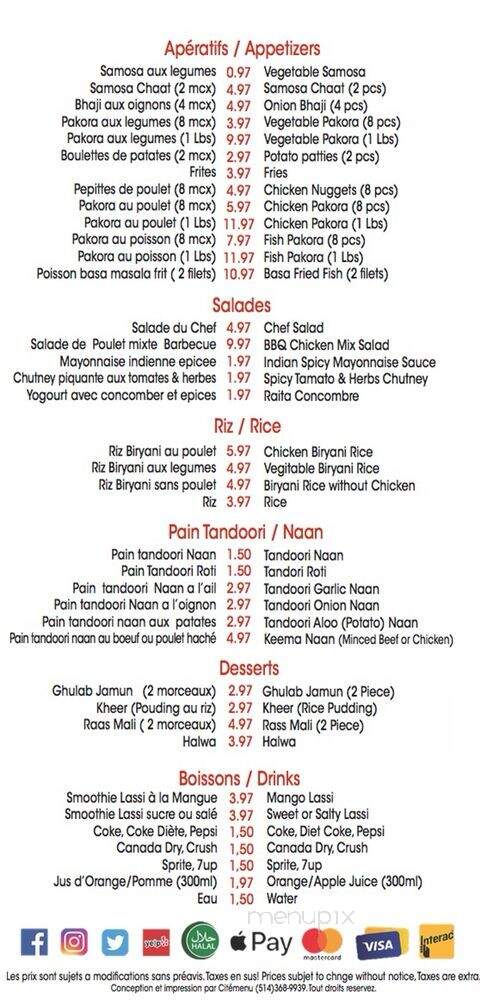 BBQ Tandoori - Montreal, QC menu_pic
