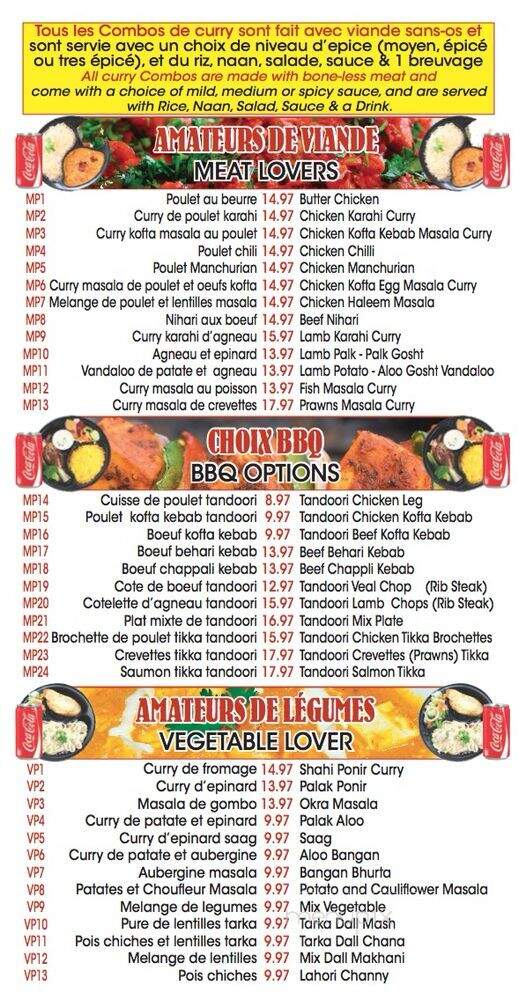 BBQ Tandoori - Montreal, QC menu_pic