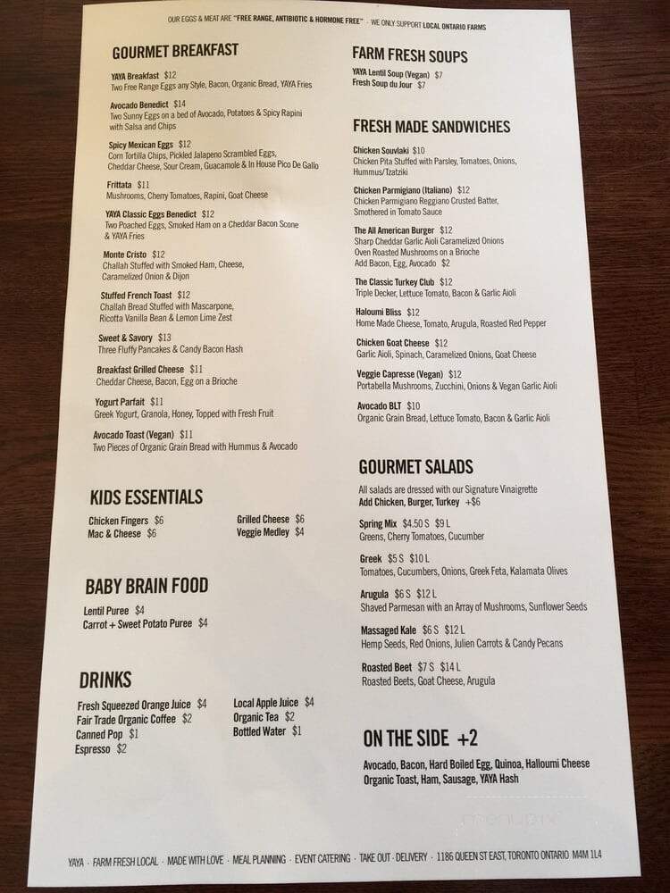 YAYA Leslieville - Toronto, ON menu_pic