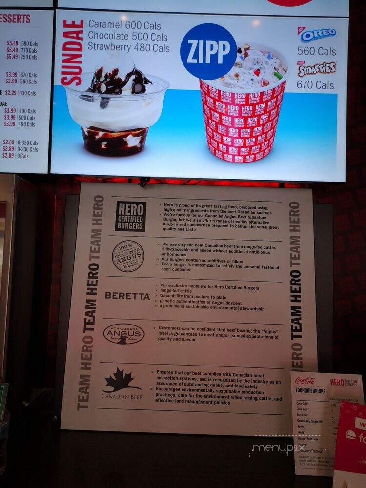 Hero Certified Burgers - Mississauga, ON menu_pic