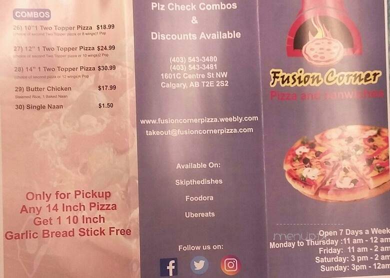 Centre St. Pizza - Calgary, AB menu_pic
