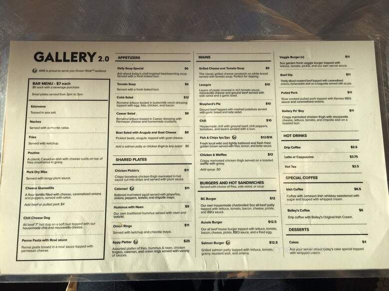 Gallery 2.0 - Vancouver, BC menu_pic