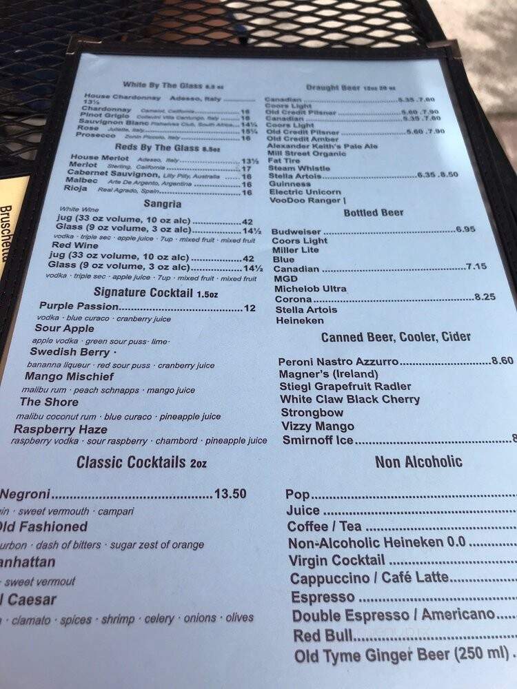 Shore Grill and Grotto - Mississauga, ON menu_pic