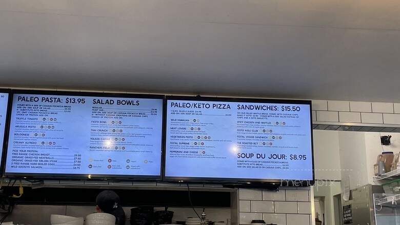 Festal Paleo Cafe - Vancouver, BC menu_pic