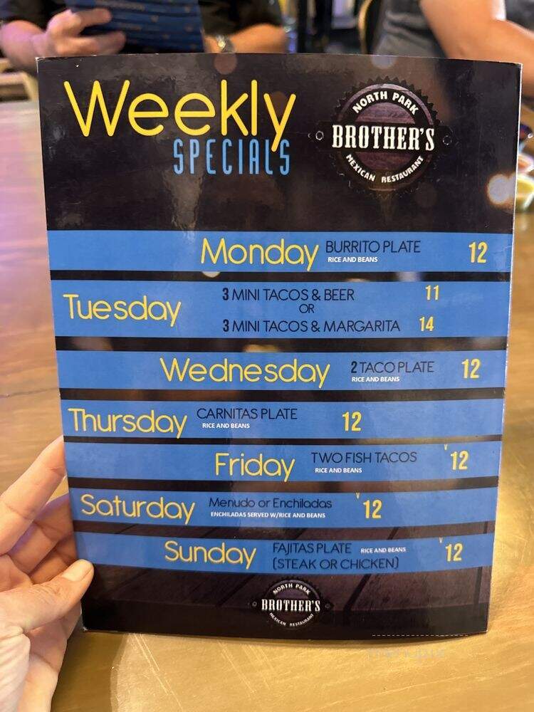 Brothers - San Diego, CA menu_pic