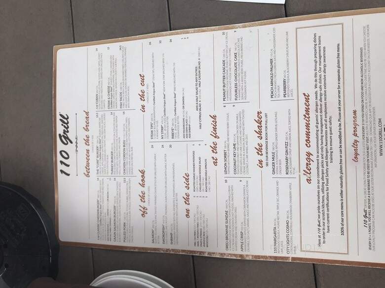 110 Grill - Worcester, MA menu_pic