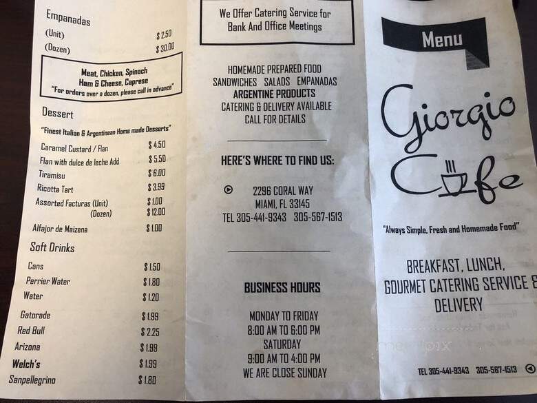 Giorgio Cafe - Miami, FL menu_pic