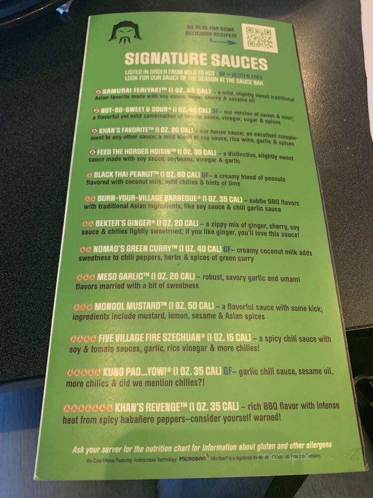 HuHot Mongolian Grill - San Antonio, TX menu_pic