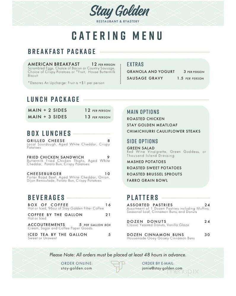 Stay Golden Restaurant & Roastery - Nashville, TN menu_pic