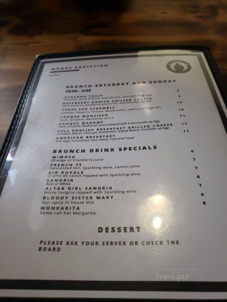 Monks Addiction - Huntington Beach, CA menu_pic