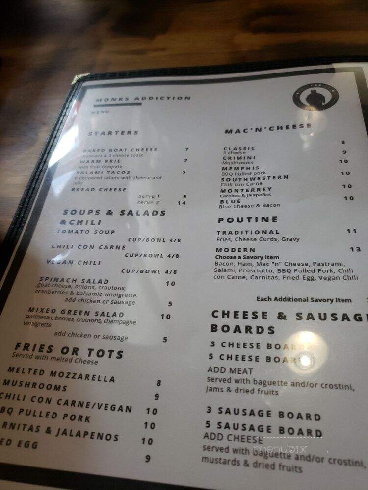 Monks Addiction - Huntington Beach, CA menu_pic
