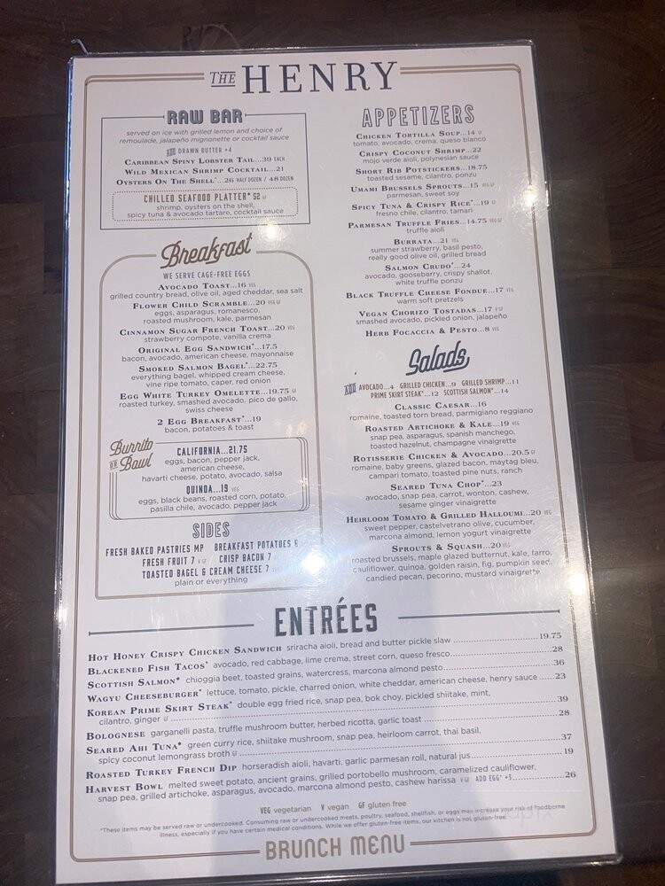 The Henry - Los Angeles, CA menu_pic