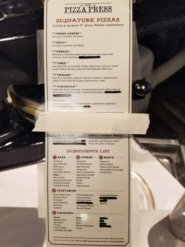 The Pizza Press - Las Vegas, NV menu_pic