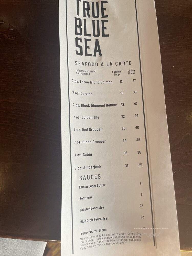 True Blue Butcher and Table - Wilmington, NC menu_pic