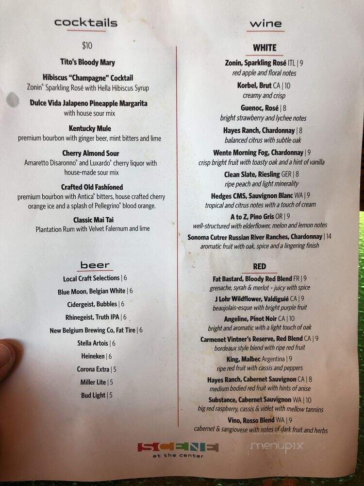 Scene at The Center - Louisville, KY menu_pic