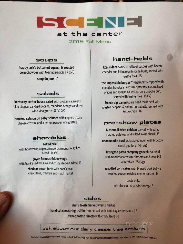 Scene at The Center - Louisville, KY menu_pic