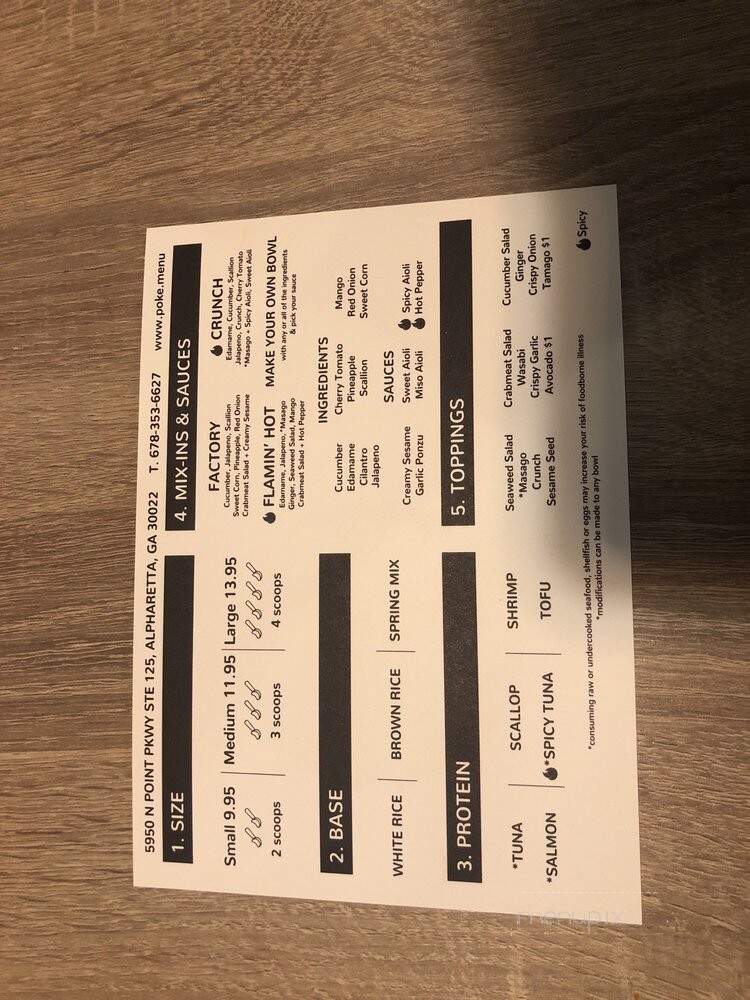Poke Factory - Alpharetta, GA menu_pic