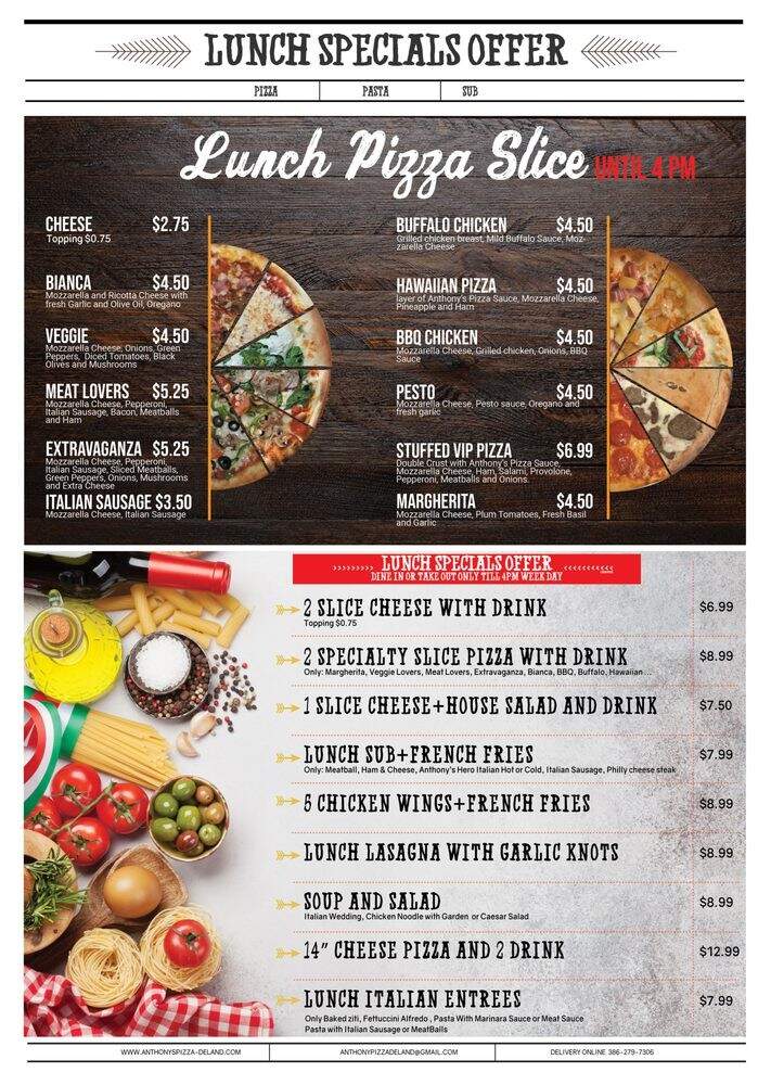 The Original Anthony's Pizza - DeLand, FL menu_pic