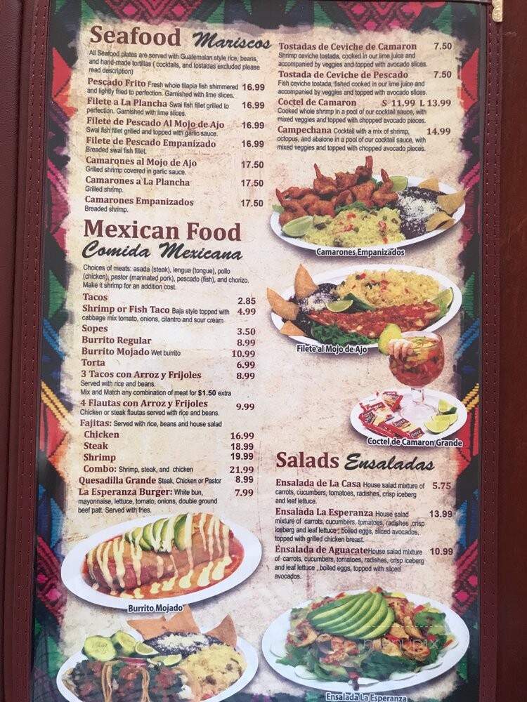La Esperanza Restaurant - Long Beach, CA menu_pic