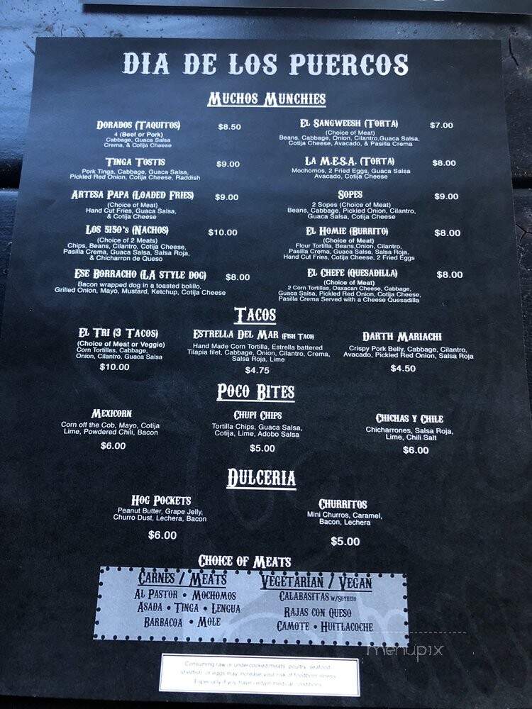 Dia de los Puercos - Pomona, CA menu_pic