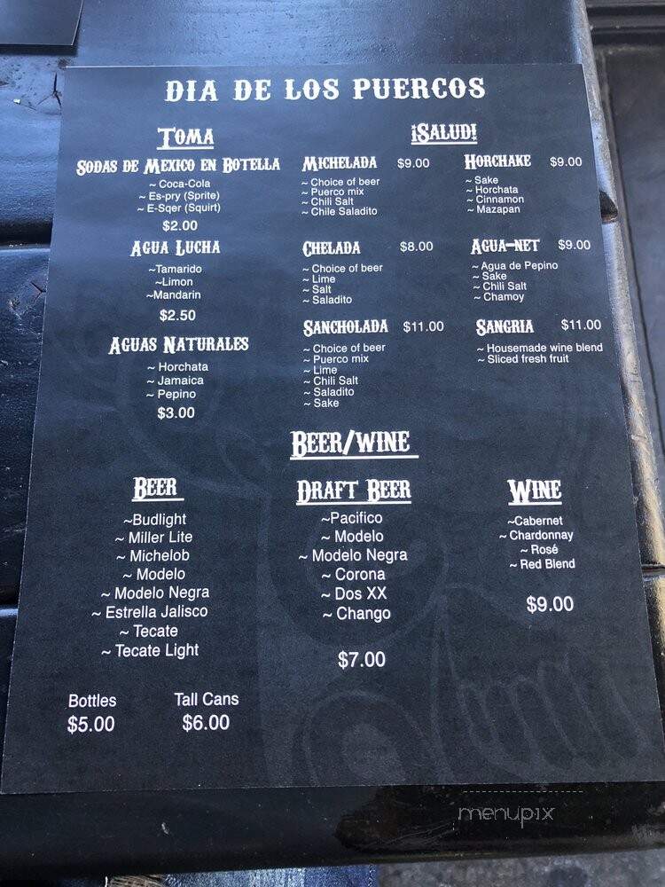 Dia de los Puercos - Pomona, CA menu_pic