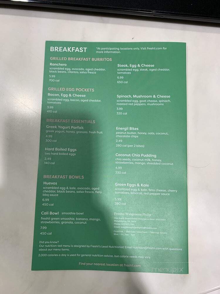 Freshii - Philadelphia, PA menu_pic