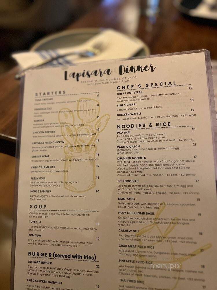 Lapisara Eatery - San Francisco, CA menu_pic