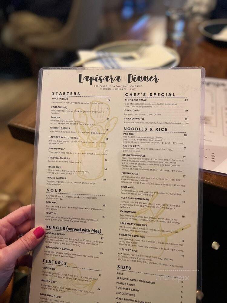 Lapisara Eatery - San Francisco, CA menu_pic