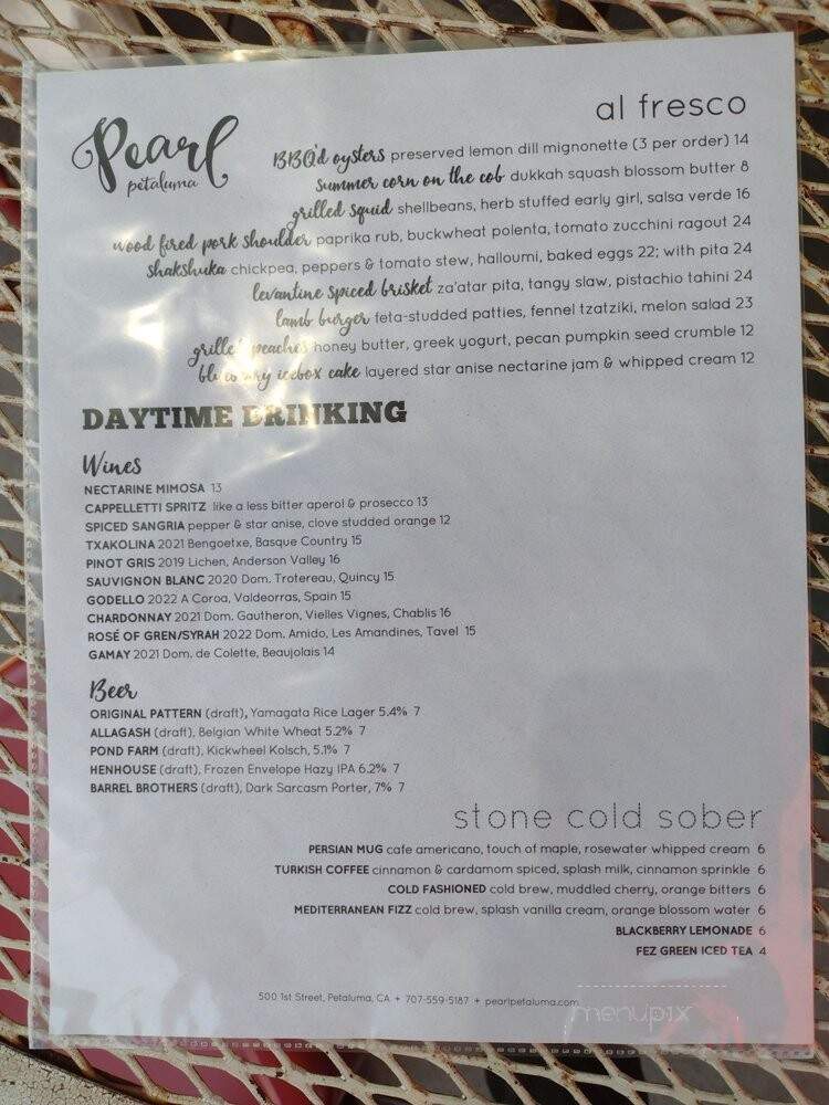 Pearl - Petaluma, CA menu_pic