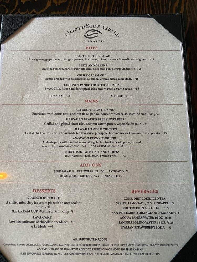 NorthSide Grill - Princeville, HI menu_pic